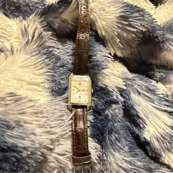 Michele Deco Diamond Bezel Watch 74 Diamonds Swiss Quartz Needs Battery - Picture 2 of 13